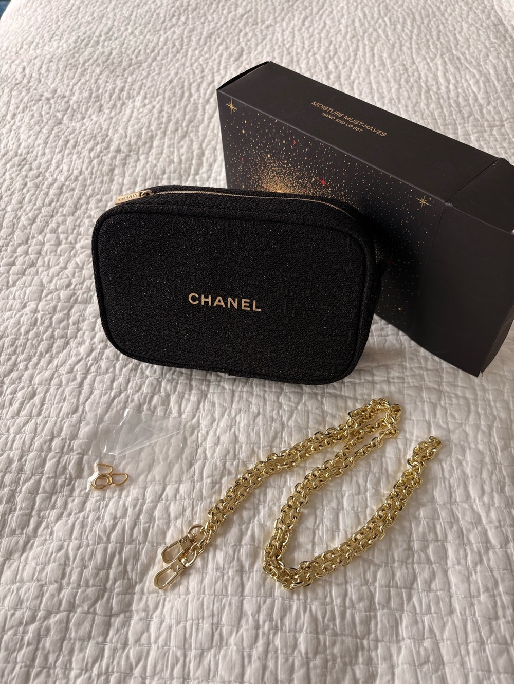 CHANEL Black Pouch with purse strap option